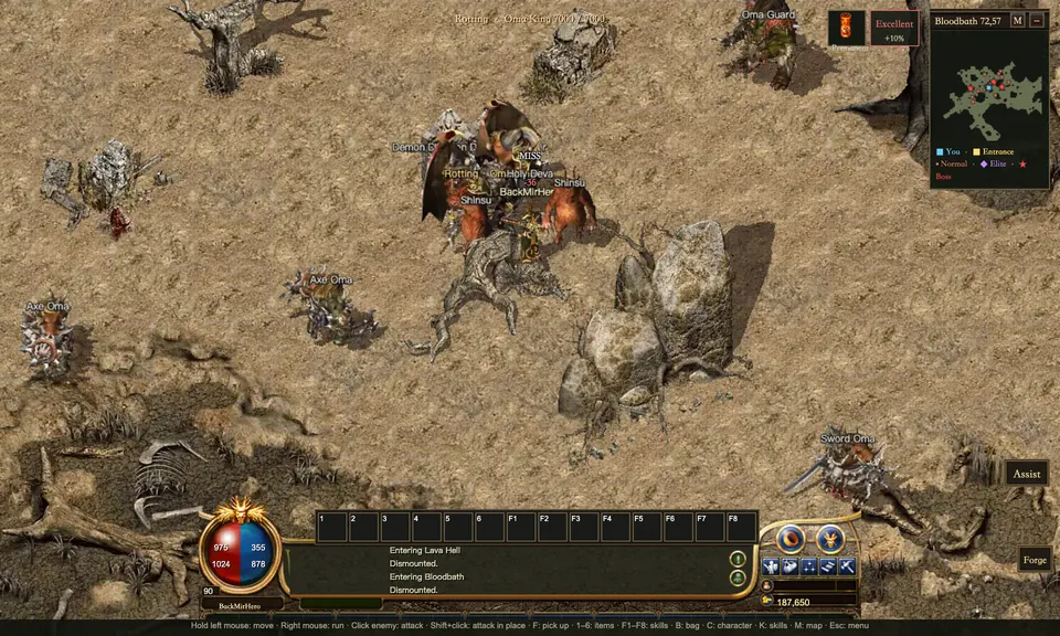 A Taoist and summoned allies fighting a boss