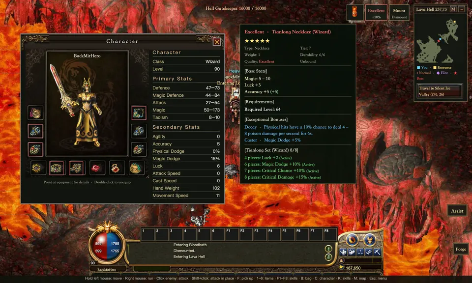 A Wizard’s affixes and set bonuses